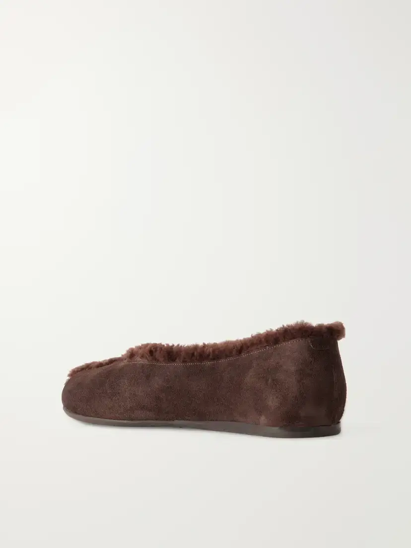 Ancient Greek Sandals Aeropi Shearling-trimmed Suede Ballet Flats | Thumbnail 3