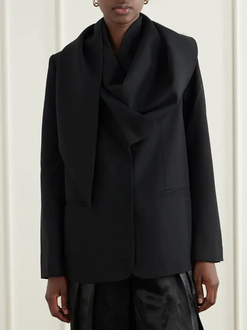 Sea Remi Scarf-detailed Wool-blend Crepe Blazer | Thumbnail 3