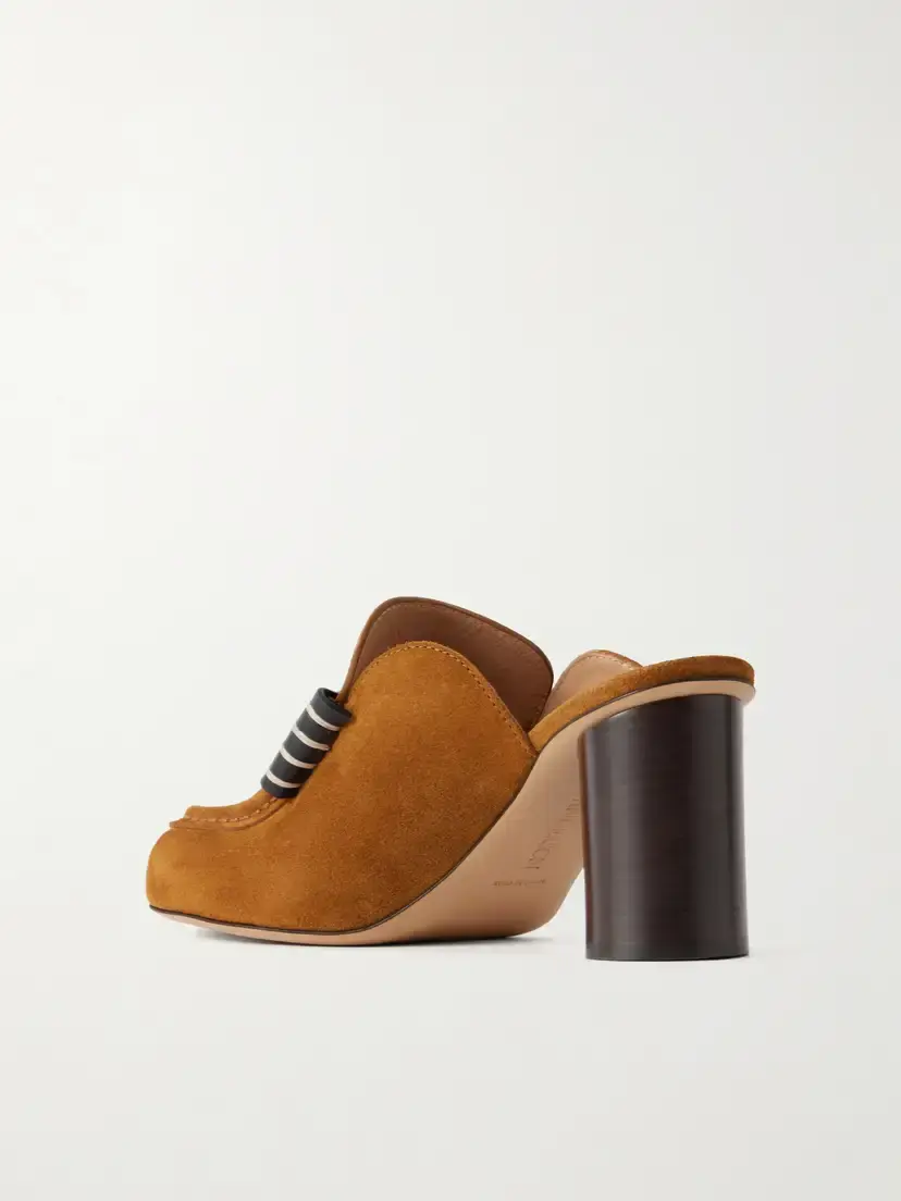JW Anderson Leather-trimmed Suede Mules | Thumbnail 3 JW Anderson Leather-trimmed Suede Mules | Thumbnail 3