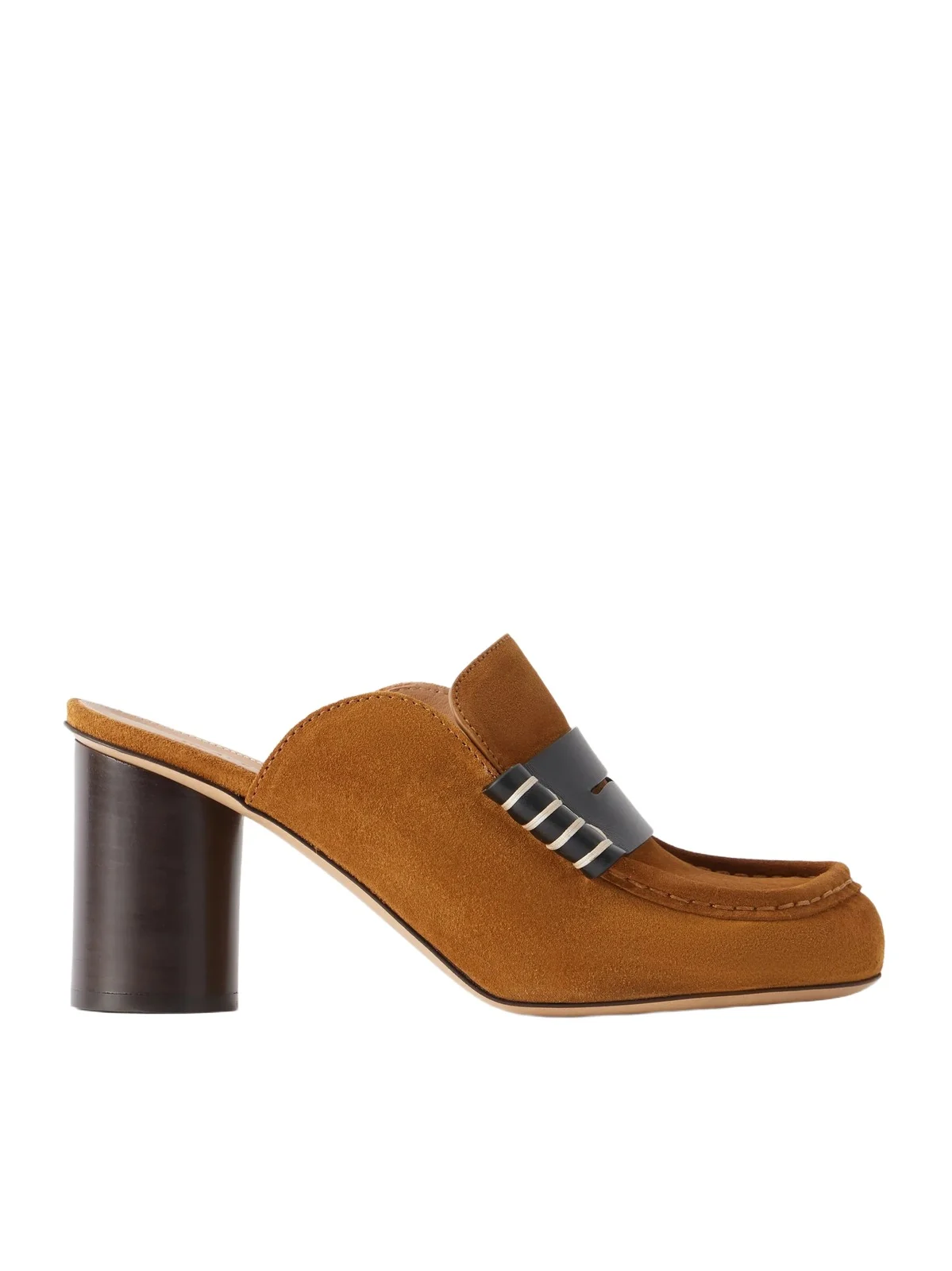 Leather-trimmed Suede Mules
