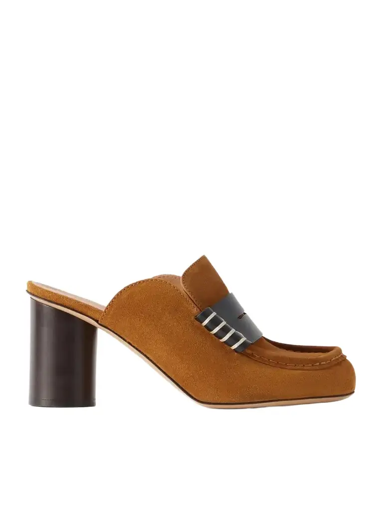 JW Anderson Leather-trimmed Suede Mules