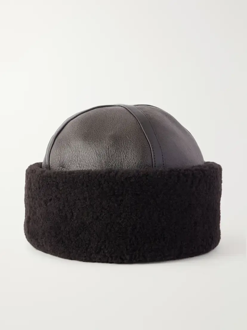 Nour Hammour Dallen Shearling-trimmed Leather Beanie | Thumbnail 3
