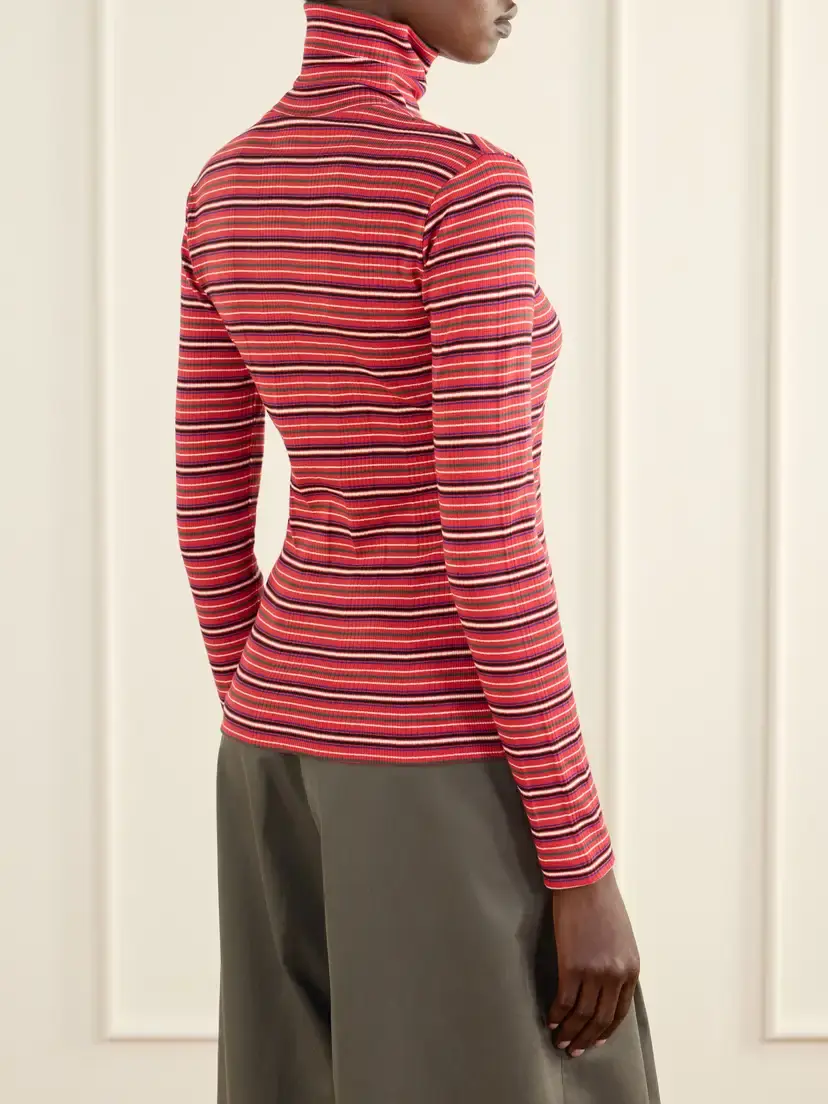 Dries Van Noten Striped Ribbed Cotton-blend Turtleneck Sweater | Thumbnail 4 Dries Van Noten Striped Ribbed Cotton-blend Turtleneck Sweater | Thumbnail 4