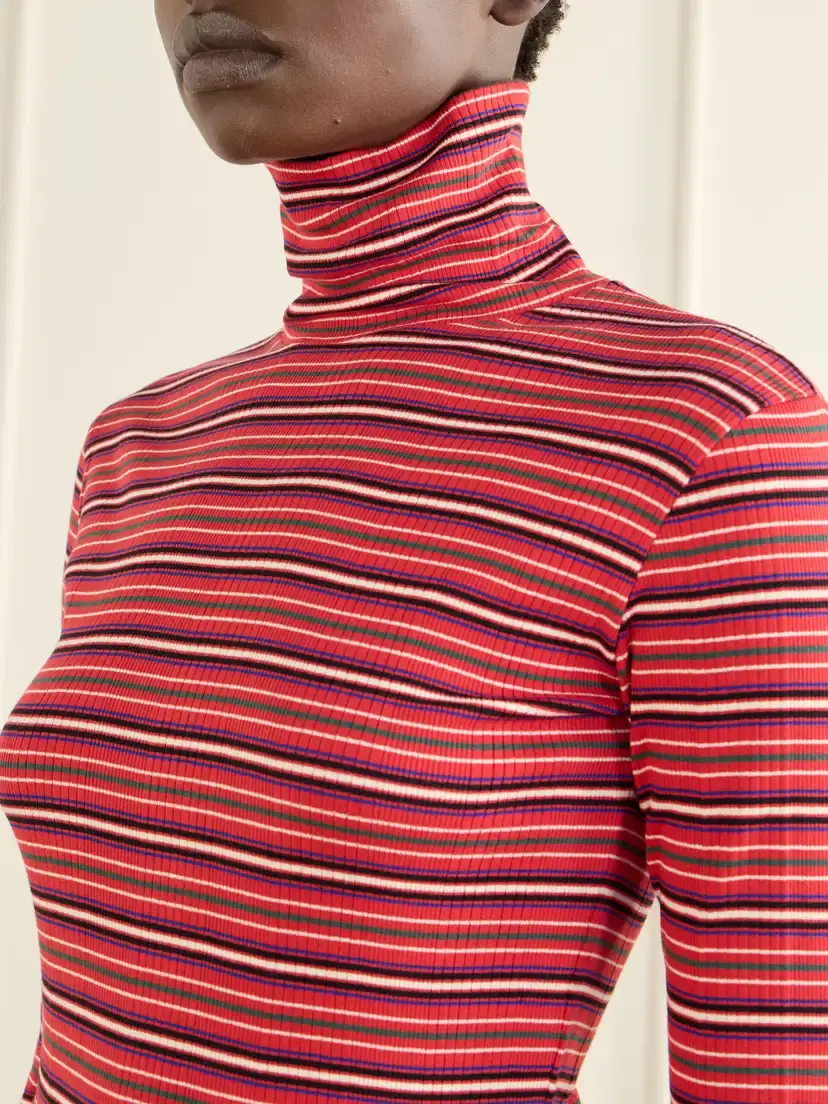 Dries Van Noten Striped Ribbed Cotton-blend Turtleneck Sweater | Thumbnail 5 Dries Van Noten Striped Ribbed Cotton-blend Turtleneck Sweater | Thumbnail 5