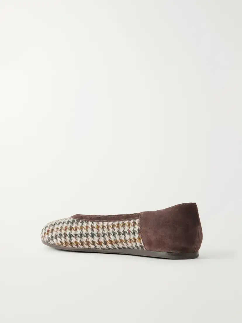 Ancient Greek Sandals Aeropi Suede-trimmed Houndstooth Tweed Ballet Flats | Thumbnail 3 Ancient Greek Sandals Aeropi Suede-trimmed Houndstooth Tweed Ballet Flats | Thumbnail 3