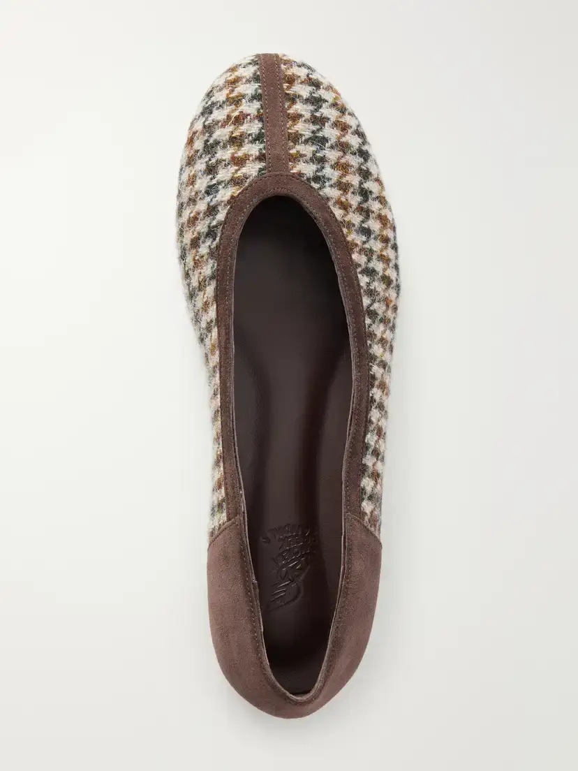 Ancient Greek Sandals Aeropi Suede-trimmed Houndstooth Tweed Ballet Flats | Thumbnail 6 Ancient Greek Sandals Aeropi Suede-trimmed Houndstooth Tweed Ballet Flats | Thumbnail 6
