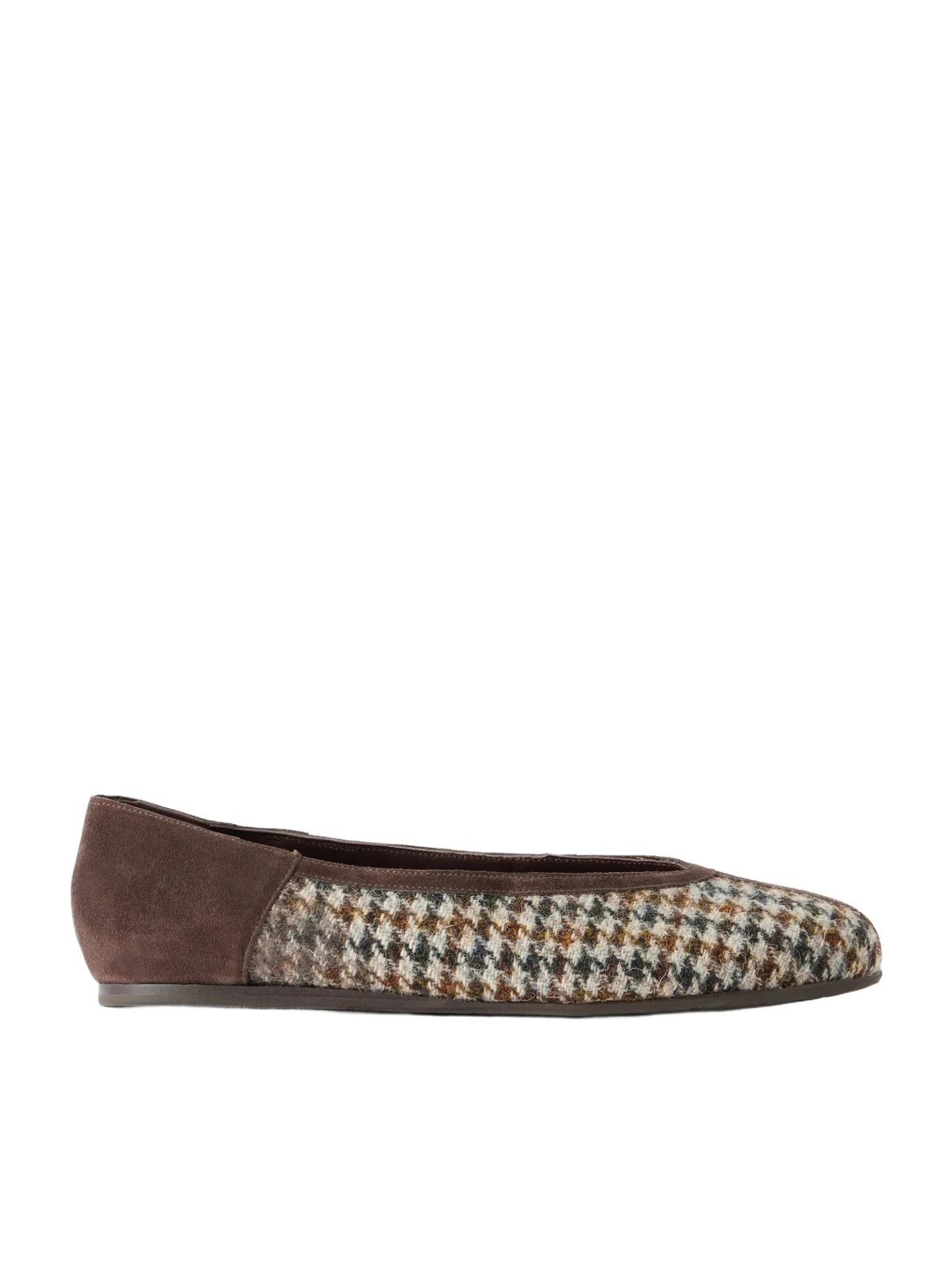 Ancient Greek Sandals Aeropi Suede-trimmed Houndstooth Tweed Ballet Flats