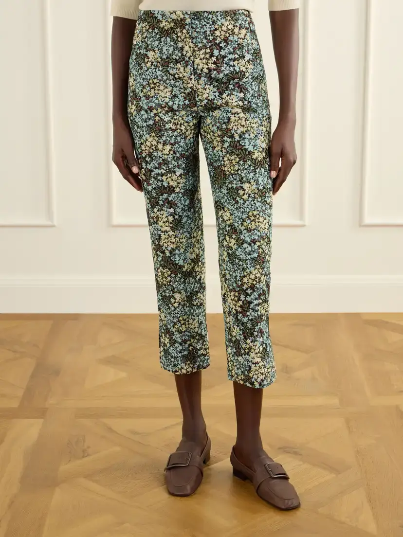 Dries Van Noten Floral-jacquard Straight-leg Cropped Pants | Thumbnail 3 Dries Van Noten Floral-jacquard Straight-leg Cropped Pants | Thumbnail 3