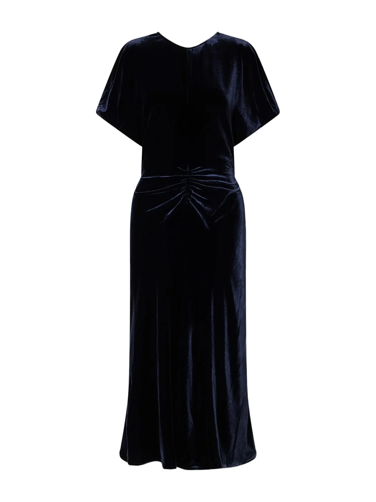 Victoria Beckham Bela Gathered Velvet Midi Dress