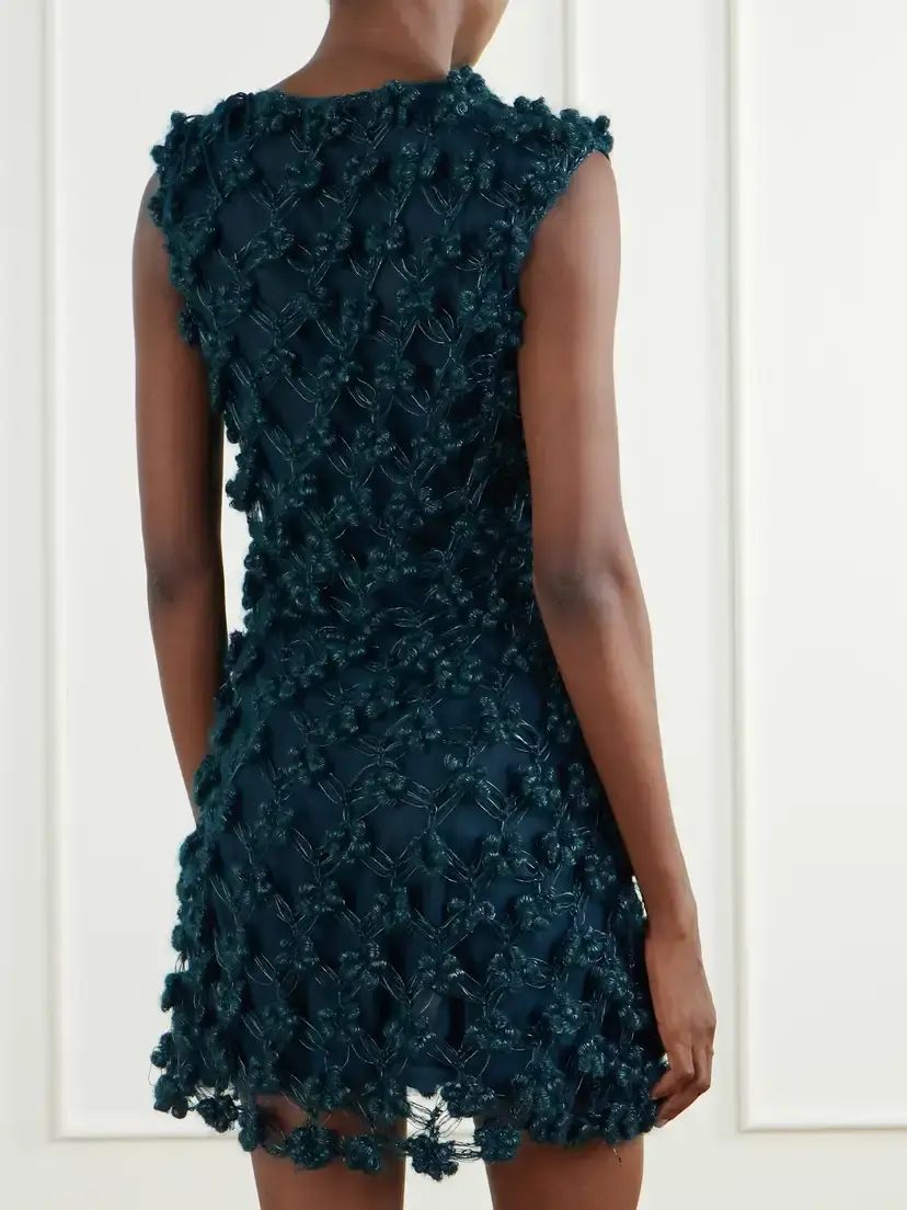 Pauline Dujancourt Amber Layered Floral-appliquéd Crochet-knit And Organza Mini Dress | Thumbnail 3 Pauline Dujancourt Amber Layered Floral-appliquéd Crochet-knit And Organza Mini Dress | Thumbnail 3