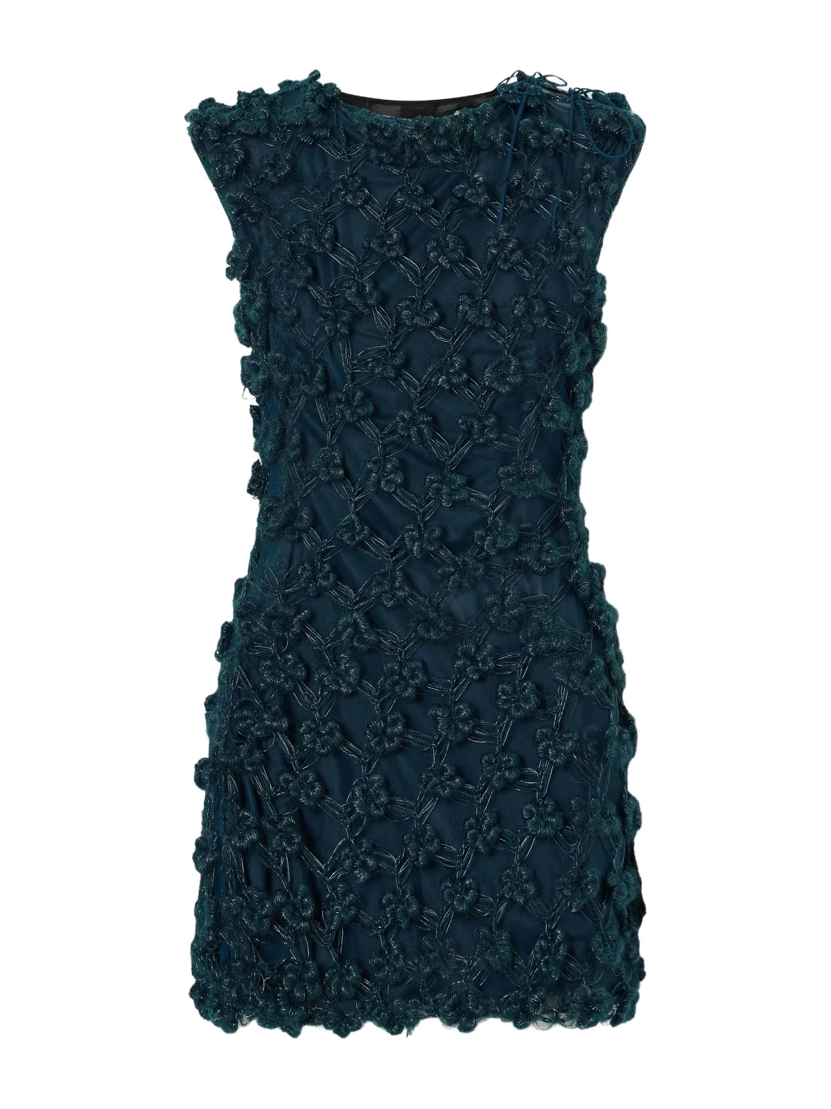 Pauline Dujancourt Amber Layered Floral-appliquéd Crochet-knit And Tulle Mini Dress