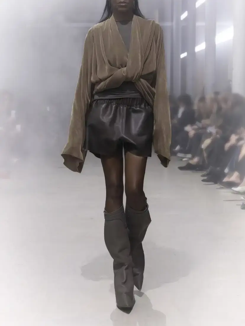 Rick Owens Twist Draped Velvet Crop Blouse | Thumbnail 5
