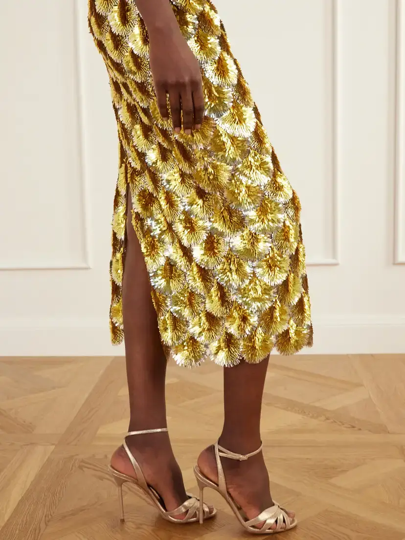 Oscar de la Renta Strapless Sequined Organza Midi Dress | Thumbnail 5 Oscar de la Renta Strapless Sequined Organza Midi Dress | Thumbnail 5