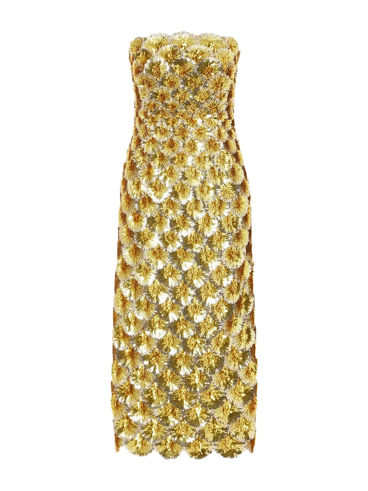 Strapless Sequined Organza Midi Dress Strapless Sequined Organza Midi Dress