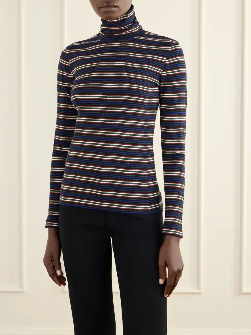 Dries Van Noten Striped Ribbed Cotton-blend Turtleneck Sweater | Thumbnail 3 Dries Van Noten Striped Ribbed Cotton-blend Turtleneck Sweater | Thumbnail 3