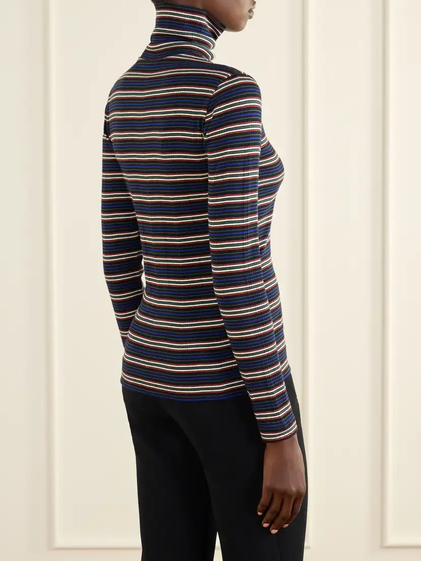 Dries Van Noten Striped Ribbed Cotton-blend Turtleneck Sweater | Thumbnail 4 Dries Van Noten Striped Ribbed Cotton-blend Turtleneck Sweater | Thumbnail 4