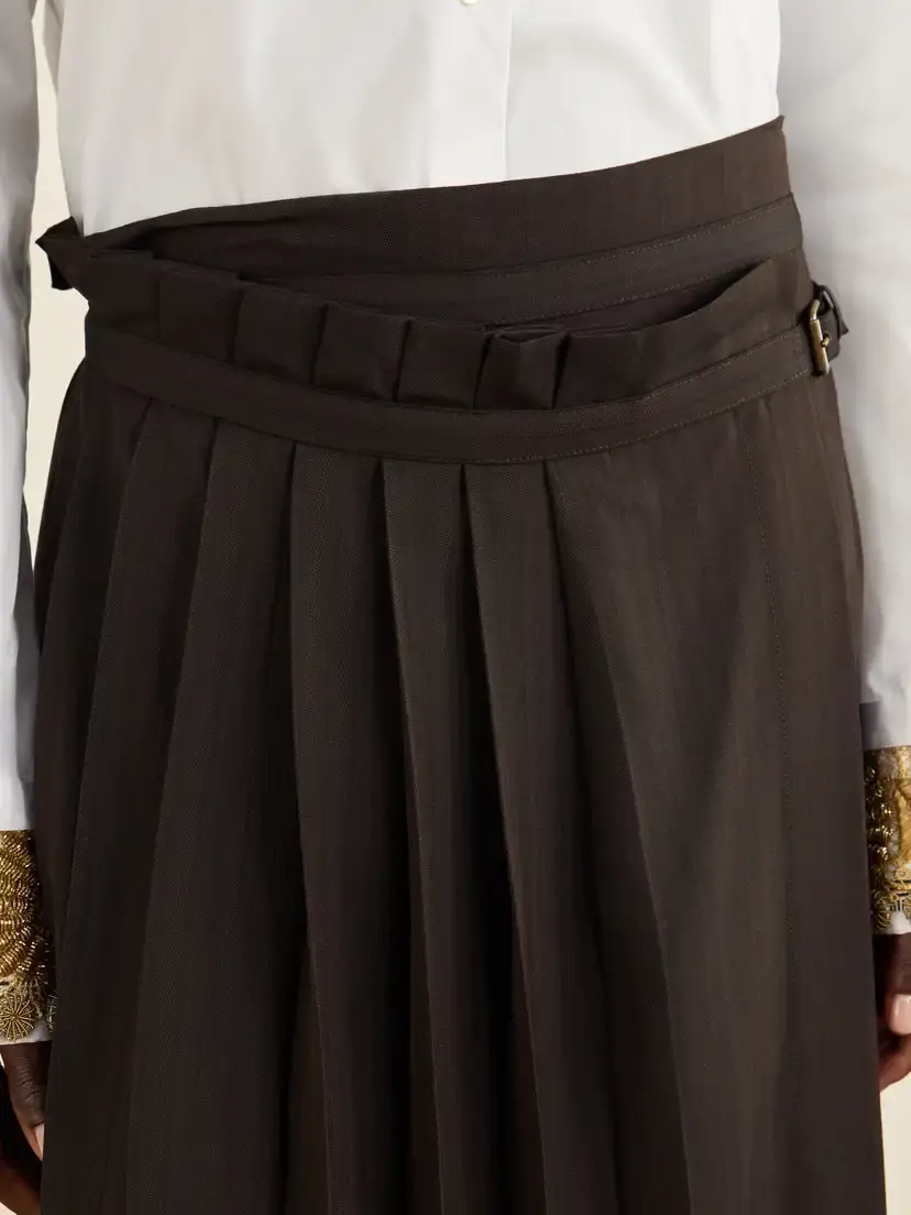 Dries Van Noten Striped Pleated Twill Knee-length Skirt | Thumbnail 5 Dries Van Noten Striped Pleated Twill Knee-length Skirt | Thumbnail 5