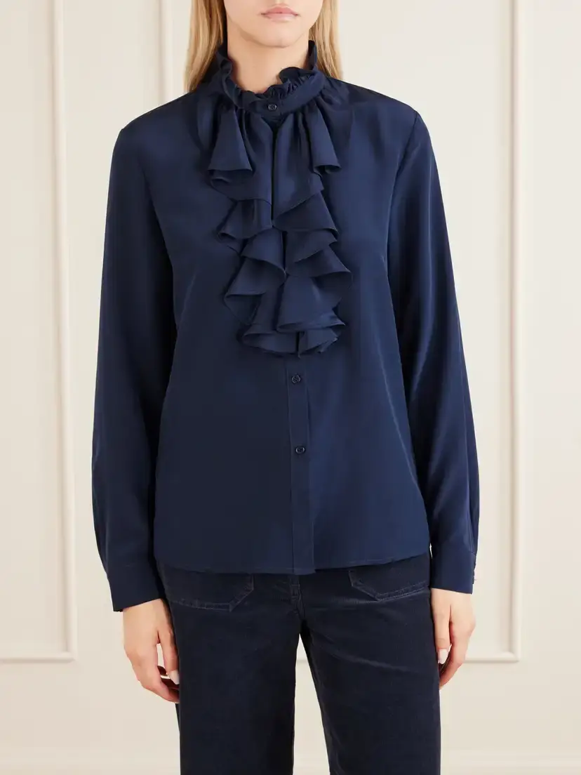 Nili Lotan Lily Ruffled Silk-satin Blouse | Thumbnail 3 Nili Lotan Lily Ruffled Silk-satin Blouse | Thumbnail 3