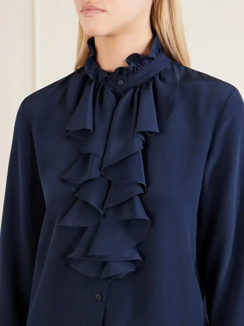 Nili Lotan Lily Ruffled Silk-satin Blouse | Thumbnail 5 Nili Lotan Lily Ruffled Silk-satin Blouse | Thumbnail 5