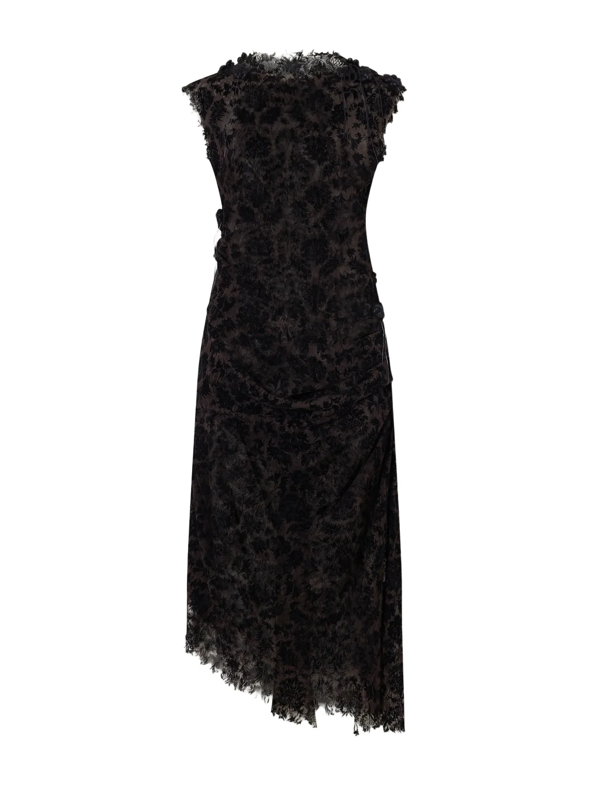 Pauline Dujancourt Najia Asymmetric Crochet-embellished Lace Midi Dress