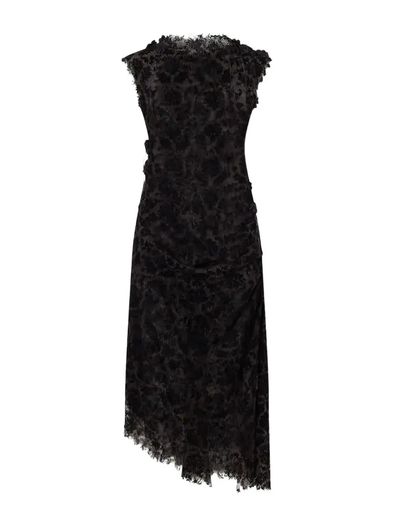 Pauline Dujancourt Najia Asymmetric Lace Midi Dress