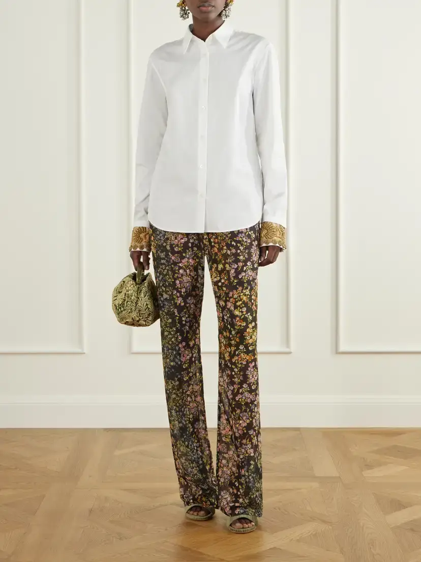 Dries Van Noten Floral-print Fil Coupé Organza Straight-leg Pants | Thumbnail 2 Dries Van Noten Floral-print Fil Coupé Organza Straight-leg Pants | Thumbnail 2