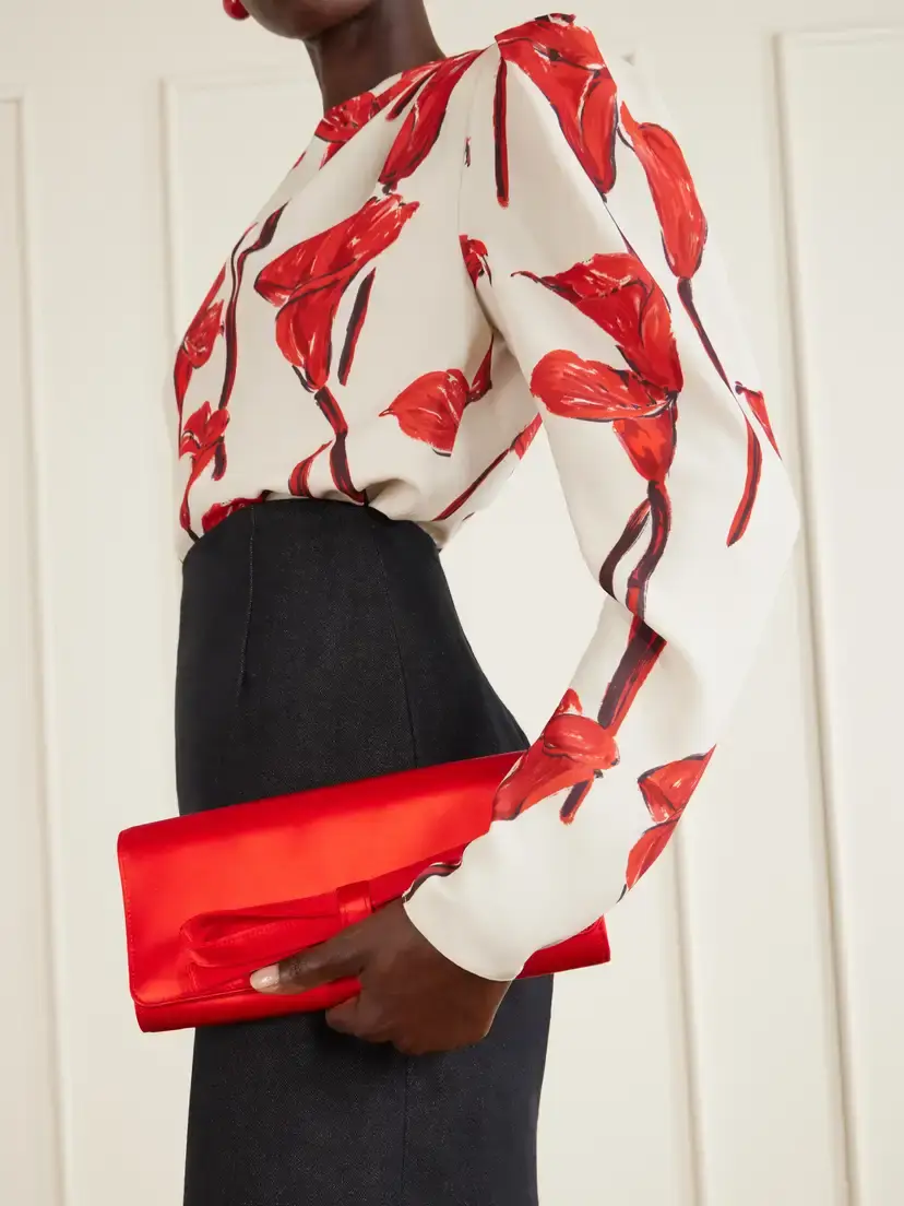 Carolina Herrera Margaret Ribbon-detailed Satin Clutch | Thumbnail 2 Carolina Herrera Margaret Ribbon-detailed Satin Clutch | Thumbnail 2