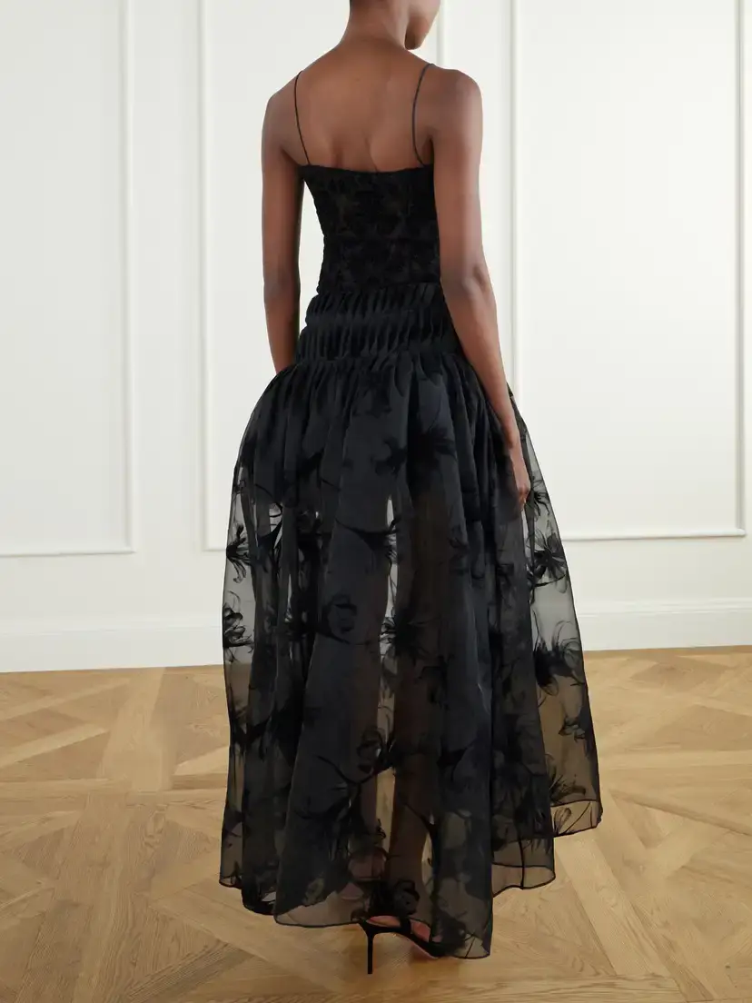 Pauline Dujancourt Rebecca Pleated Flocked Organza Midi Skirt | Thumbnail 3 Pauline Dujancourt Rebecca Pleated Flocked Organza Midi Skirt | Thumbnail 3
