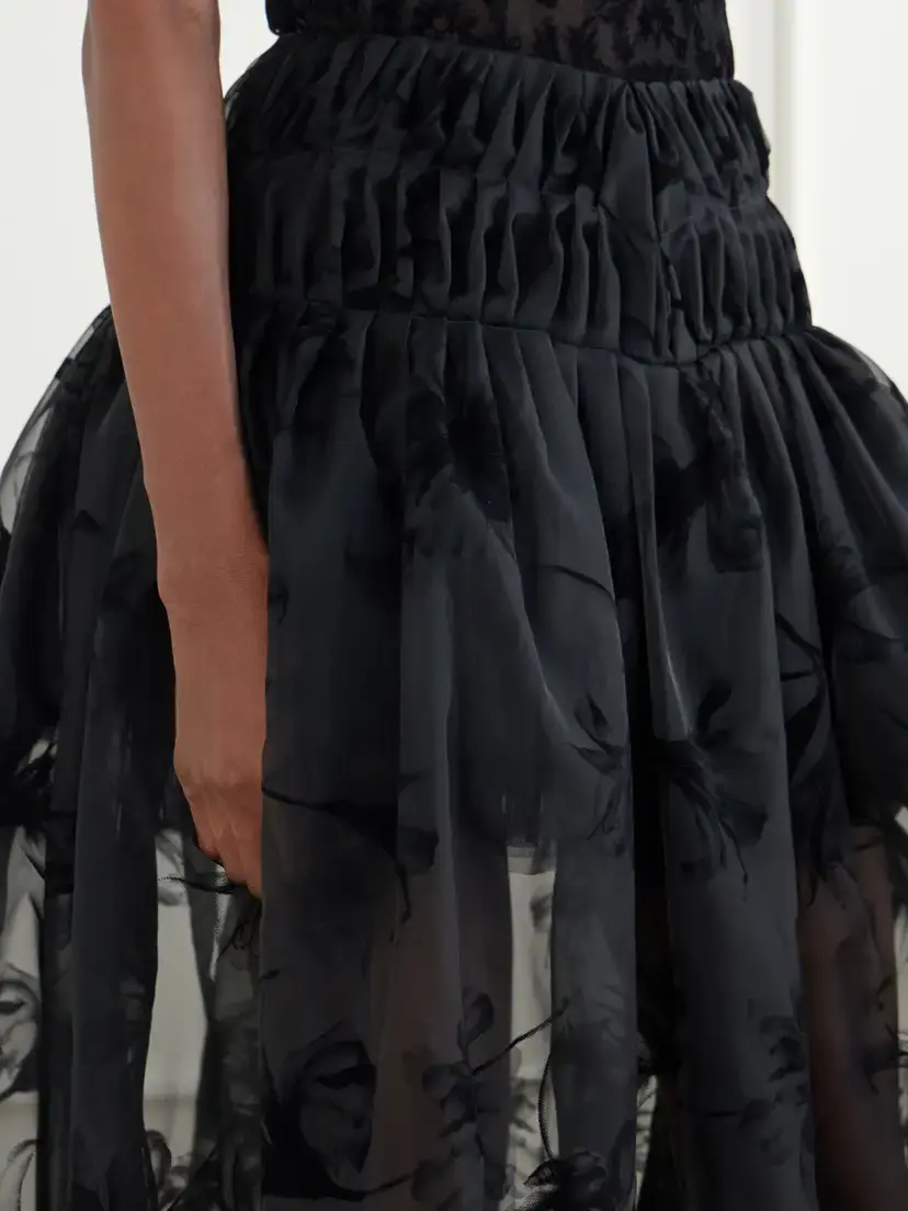 Pauline Dujancourt Rebecca Pleated Flocked Organza Midi Skirt | Thumbnail 4 Pauline Dujancourt Rebecca Pleated Flocked Organza Midi Skirt | Thumbnail 4
