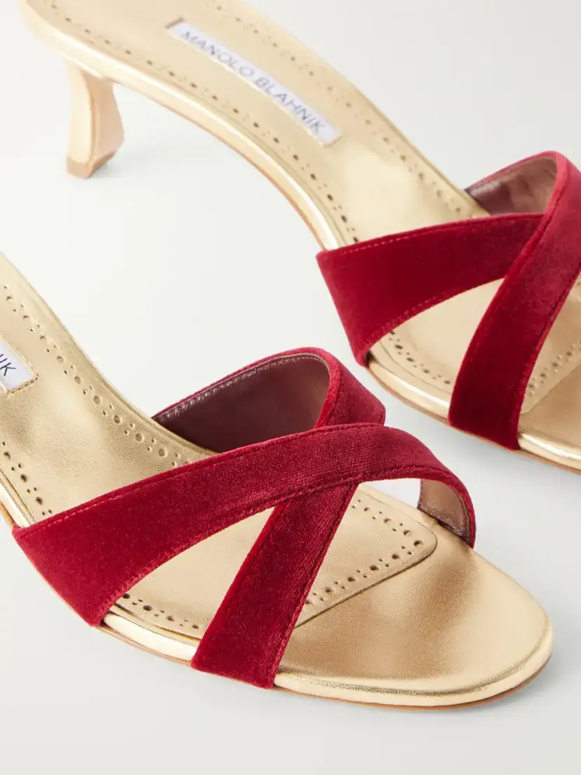 Manolo Blahnik Callydramu 50 Velvet Sandals | Thumbnail 5