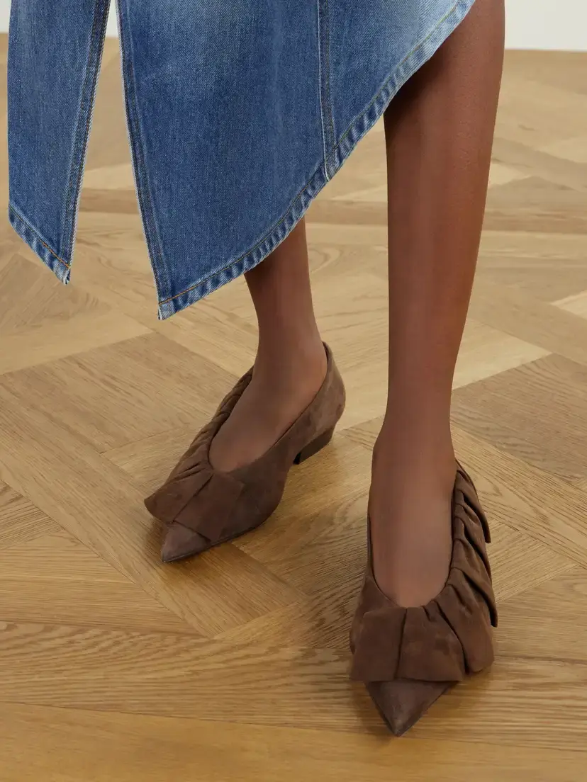 JW Anderson Ruffled Nubuck-trimmed Suede Ballet Flats | Thumbnail 2 JW Anderson Ruffled Nubuck-trimmed Suede Ballet Flats | Thumbnail 2