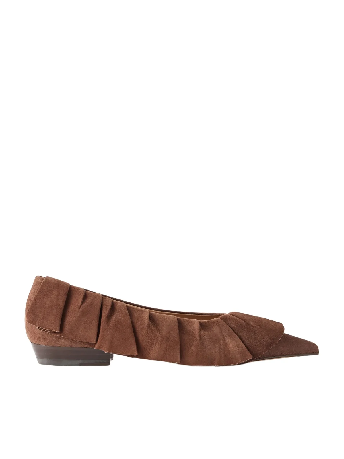 JW Anderson Ruffled Nubuck-trimmed Suede Ballet Flats