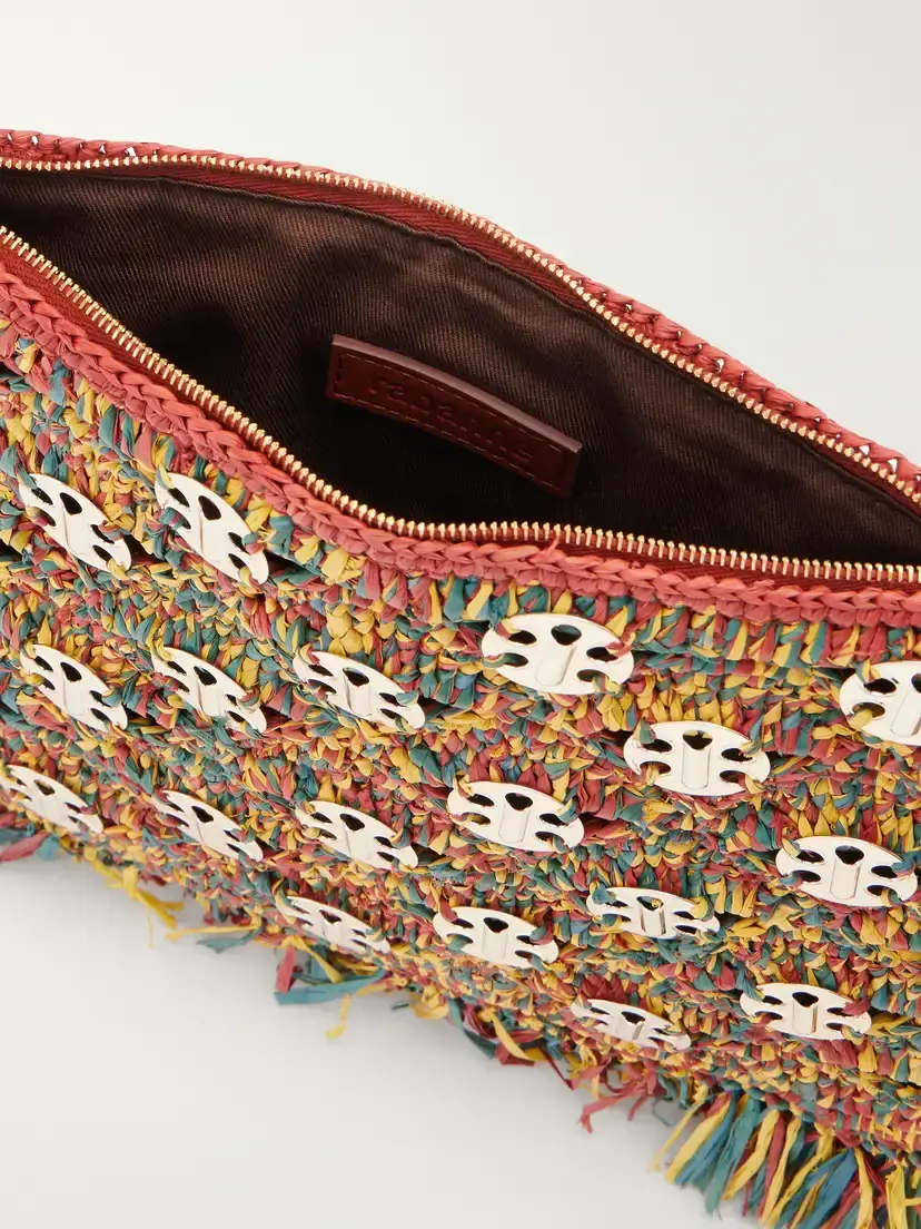 Rabanne Leather-trimmed Fringed Woven Raffia Clutch | Thumbnail 6 Rabanne Leather-trimmed Fringed Woven Raffia Clutch | Thumbnail 6