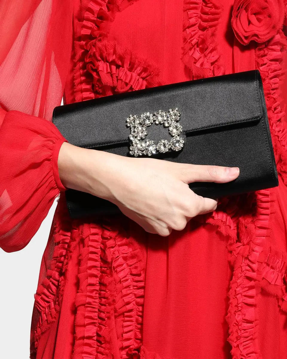 Roger Vivier Crystal Buckle Satin Clutch Bag | Thumbnail 2 Roger Vivier Crystal Buckle Satin Clutch Bag | Thumbnail 2
