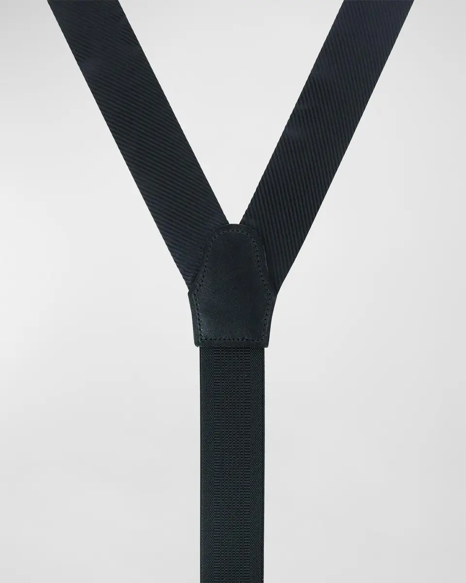 Trafalgar Men's Leyton Diagonal-Weave Silk Suspender Braces | Thumbnail 2