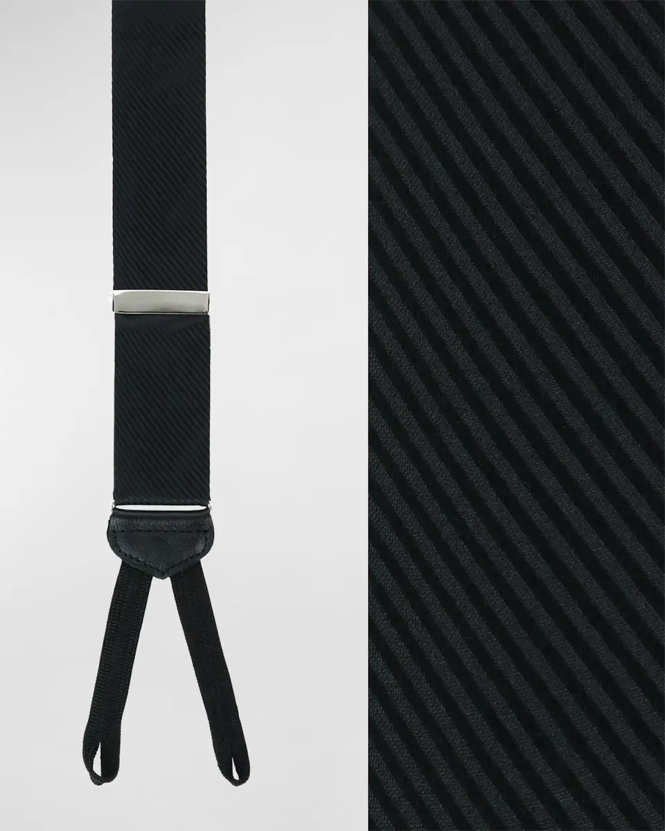 Trafalgar Men's Leyton Diagonal-Weave Silk Suspender Braces | Thumbnail 3