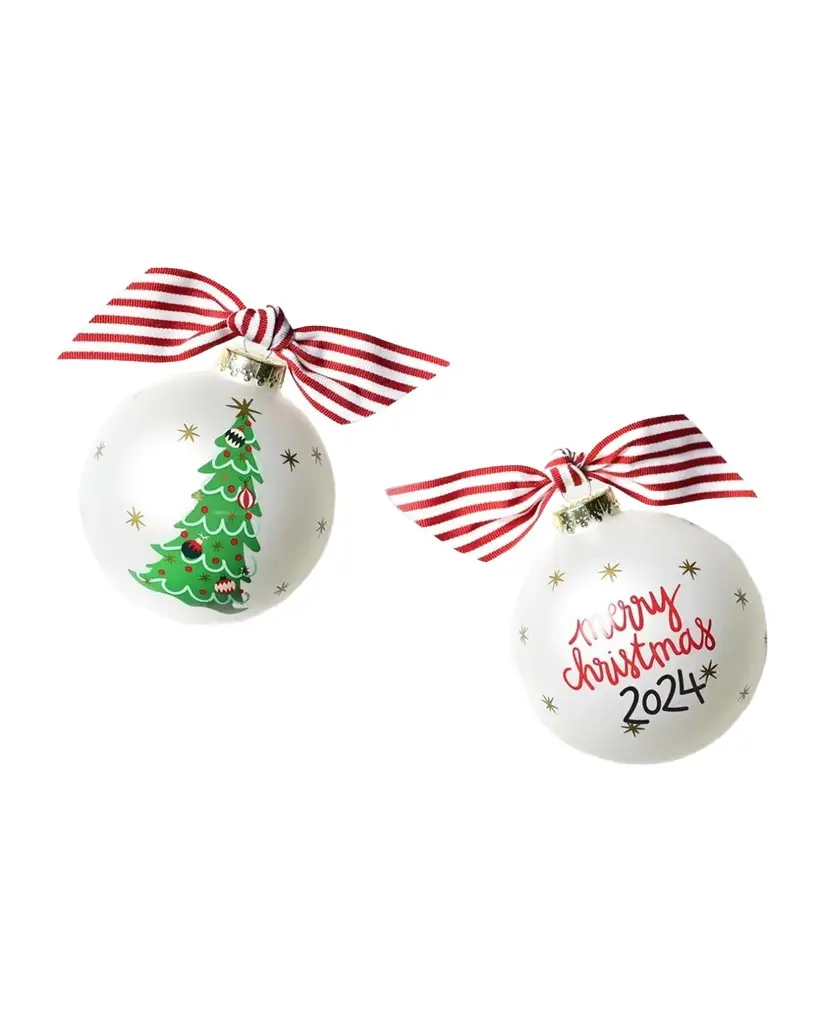 Coton Colors Vintage Trimmed Tree Personalized Glass Ornament with Stand