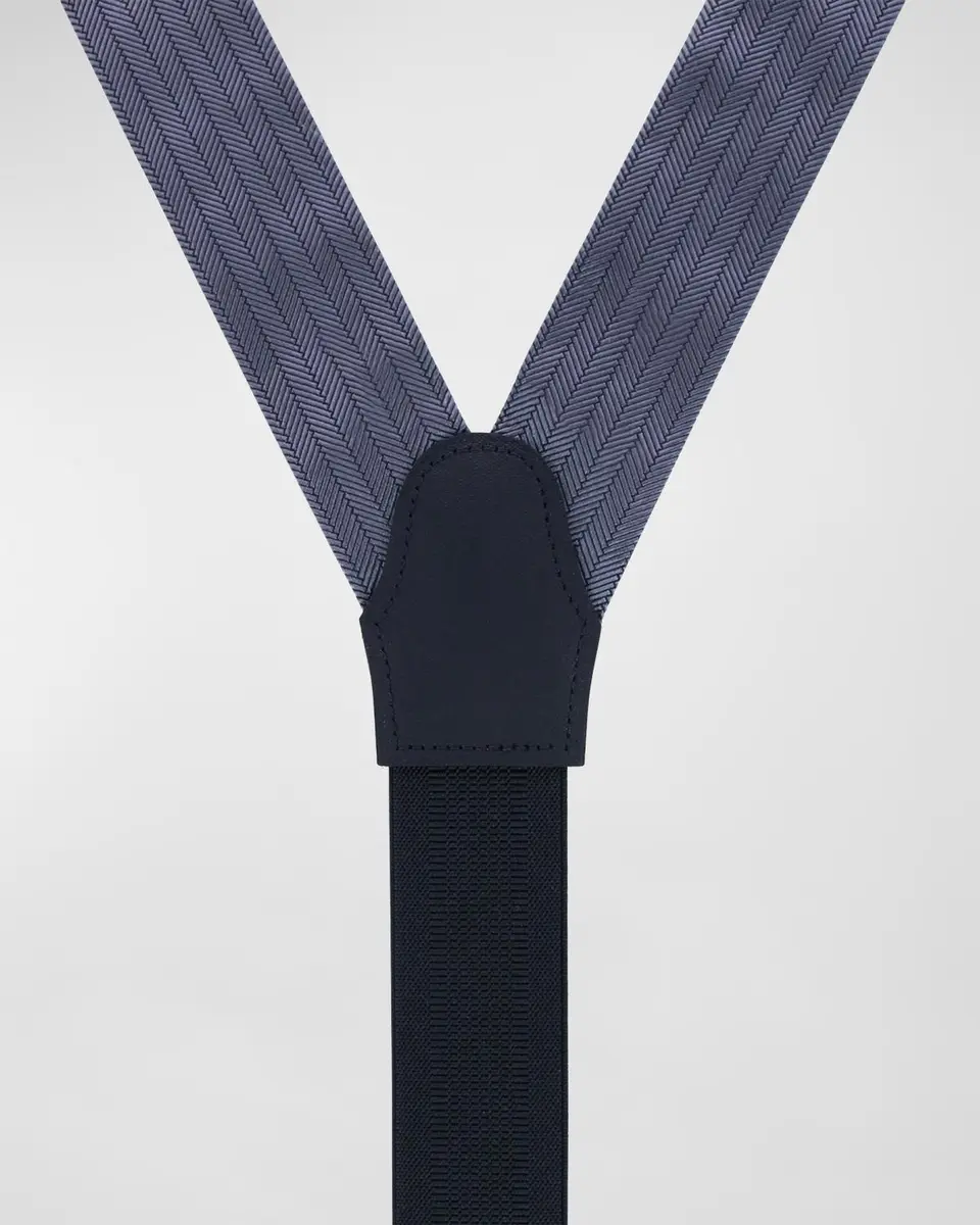 Trafalgar Men's Herringbone Silk Suspender Braces | Thumbnail 2