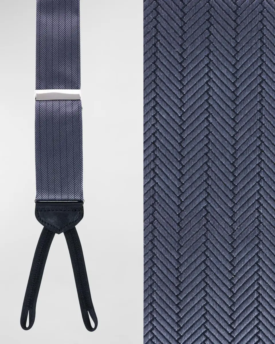 Trafalgar Men's Herringbone Silk Suspender Braces | Thumbnail 3