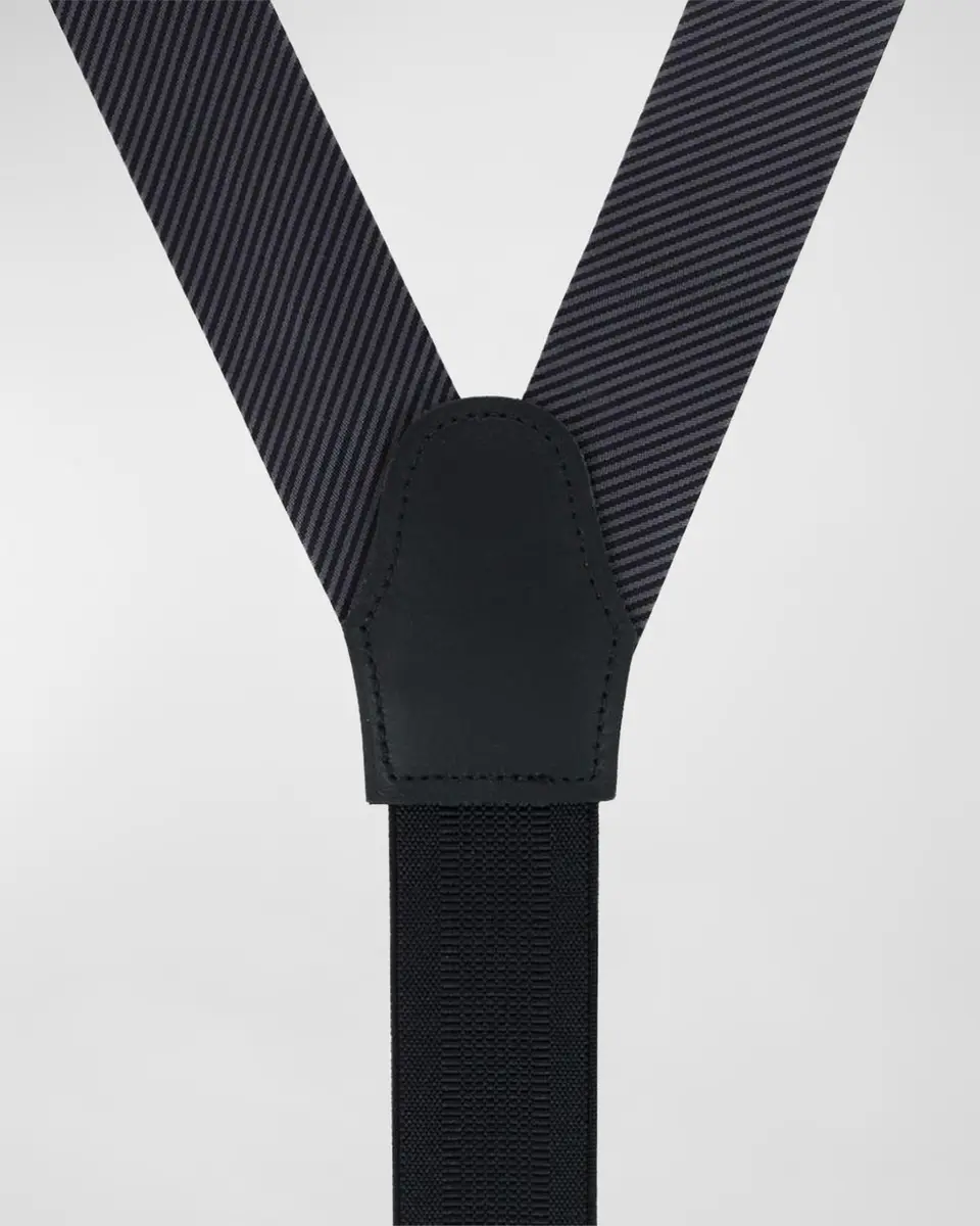 Trafalgar Men's Leyton Diagonal-Weave Silk Suspender Braces | Thumbnail 2 Trafalgar Men's Leyton Diagonal-Weave Silk Suspender Braces | Thumbnail 2