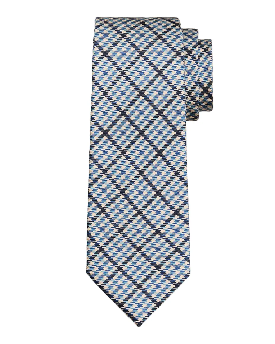 Kiton Men's Silk Houndstooth Check 7-Fold Tie | Thumbnail 2 Kiton Men's Silk Houndstooth Check 7-Fold Tie | Thumbnail 2