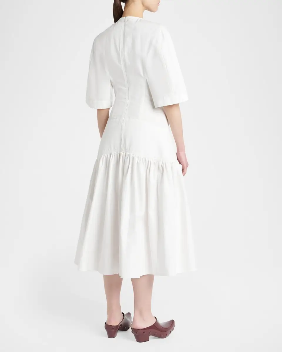Bottega Veneta Cotton Voile Drop-Waist Midi Dress | Thumbnail 3