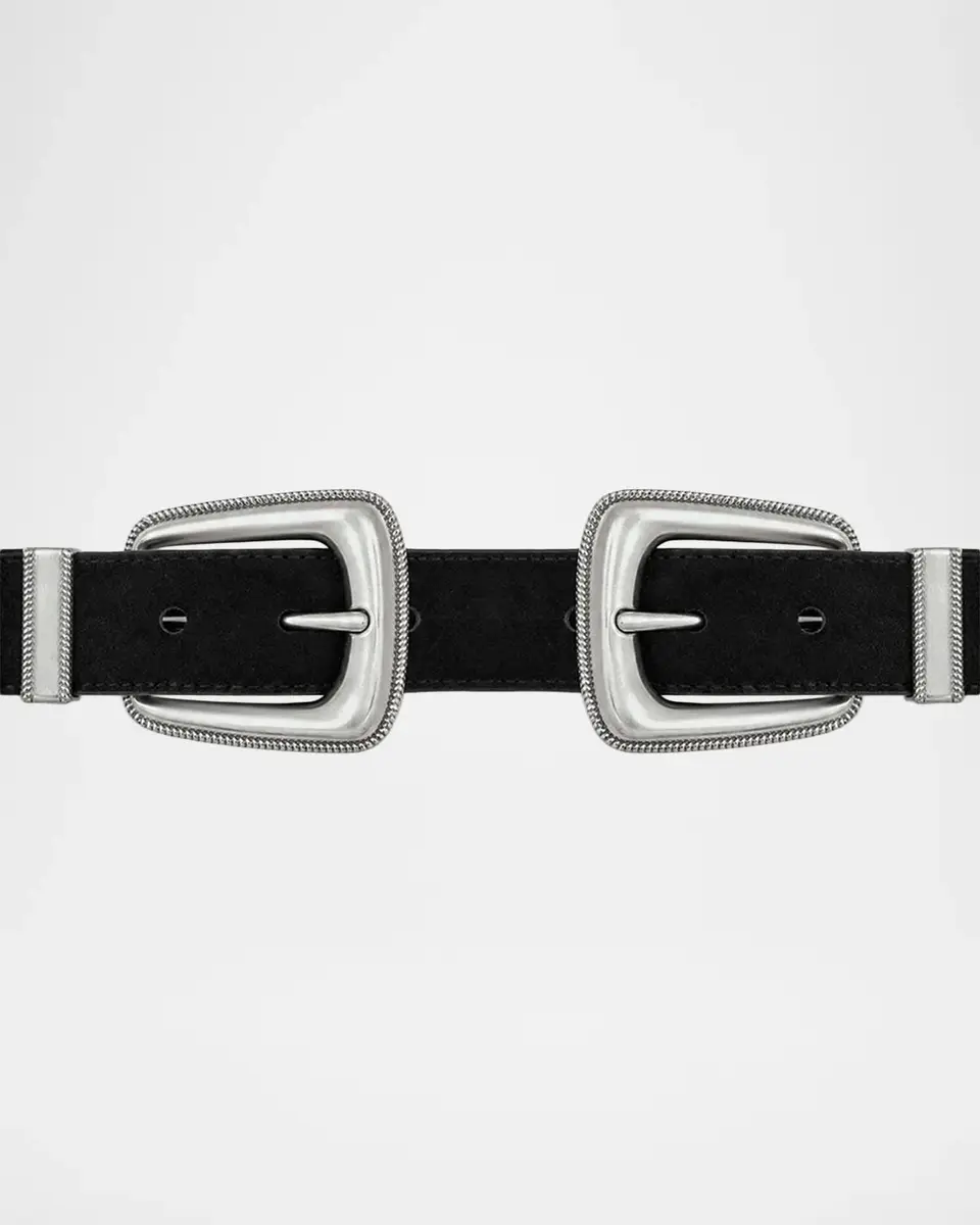 Veronica Beard Arch Double-Buckle Suede Waist Belt | Thumbnail 2 Veronica Beard Arch Double-Buckle Suede Waist Belt | Thumbnail 2