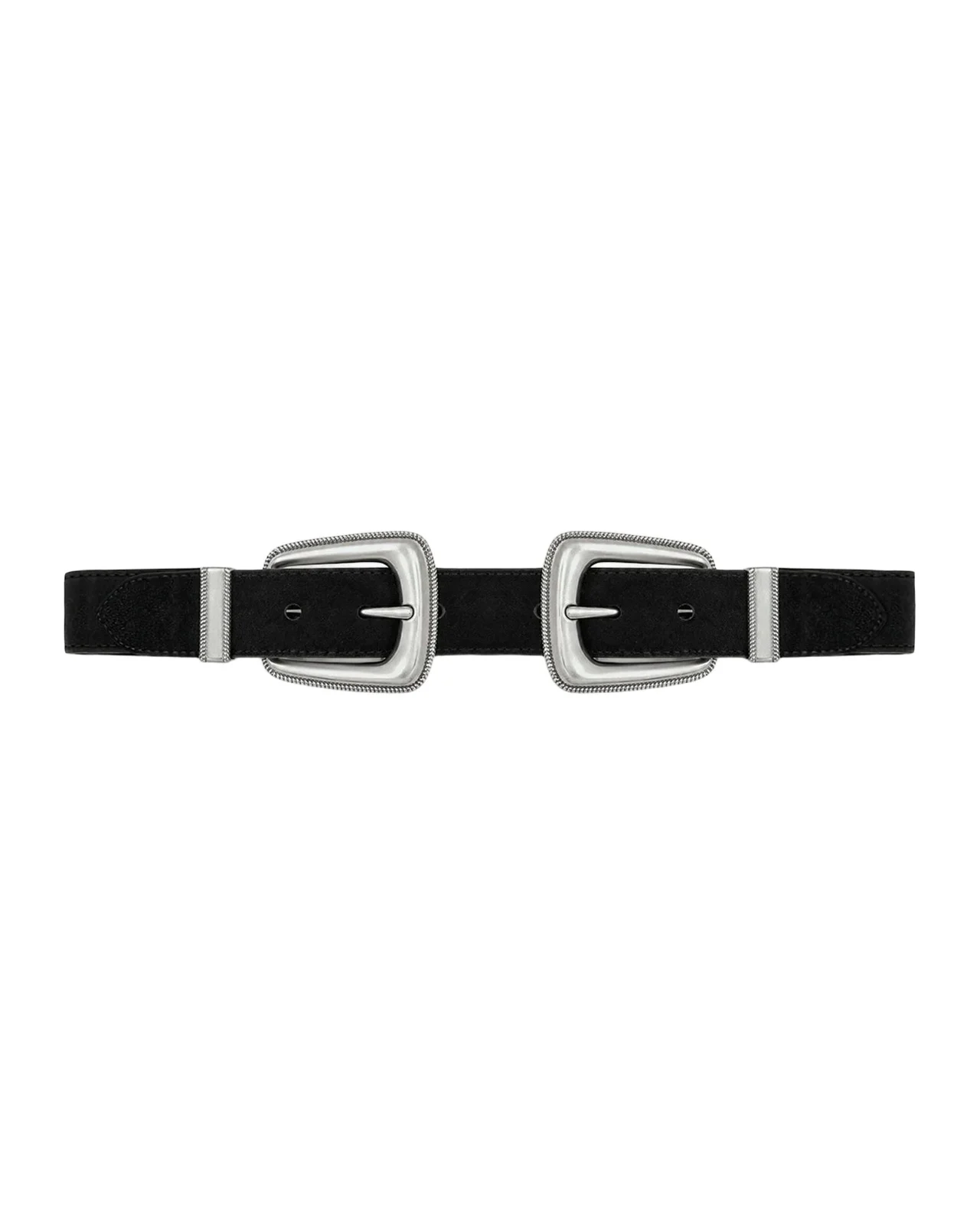 Veronica Beard Arch Double-Buckle Suede Waist Belt