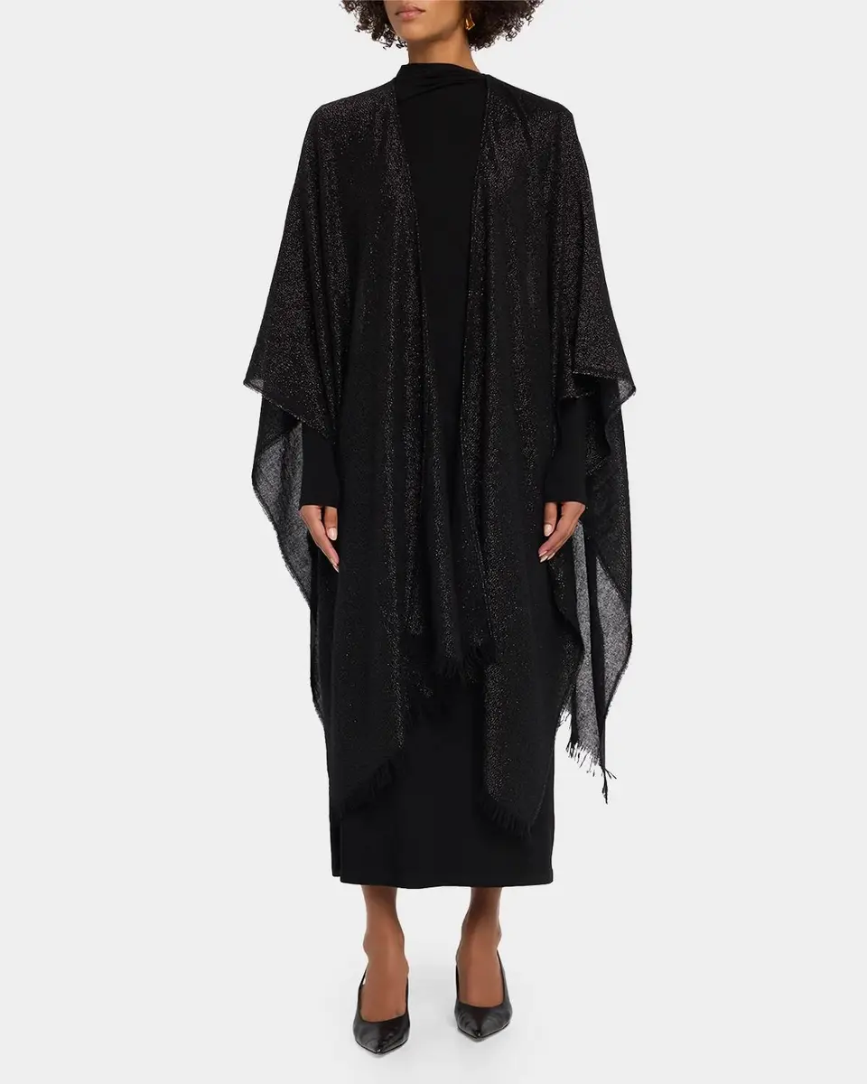 Akris Metallic Wool-Cashmere Cape Scarf | Thumbnail 2 Akris Metallic Wool-Cashmere Cape Scarf | Thumbnail 2