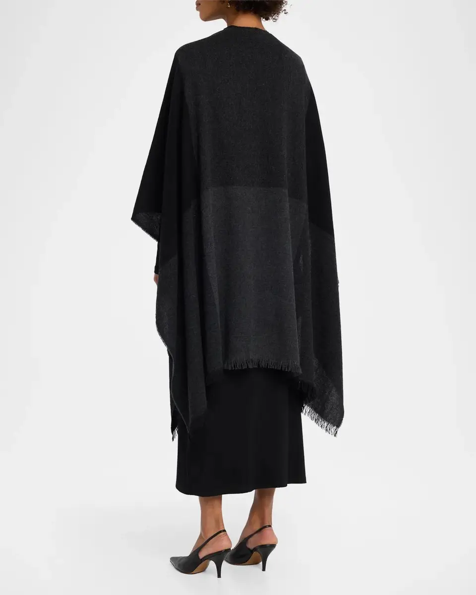 Akris Check Wool-Cashmere Cape Scarf | Thumbnail 3