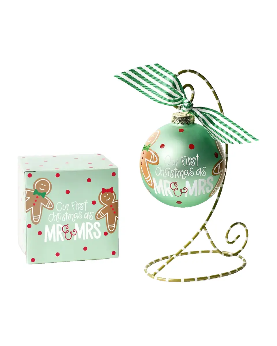 Coton Colors Our First Christmas as Mr. & Mrs. Gingerbread Christmas Ornament with Stand | Thumbnail 2 Coton Colors Our First Christmas as Mr. & Mrs. Gingerbread Christmas Ornament with Stand | Thumbnail 2