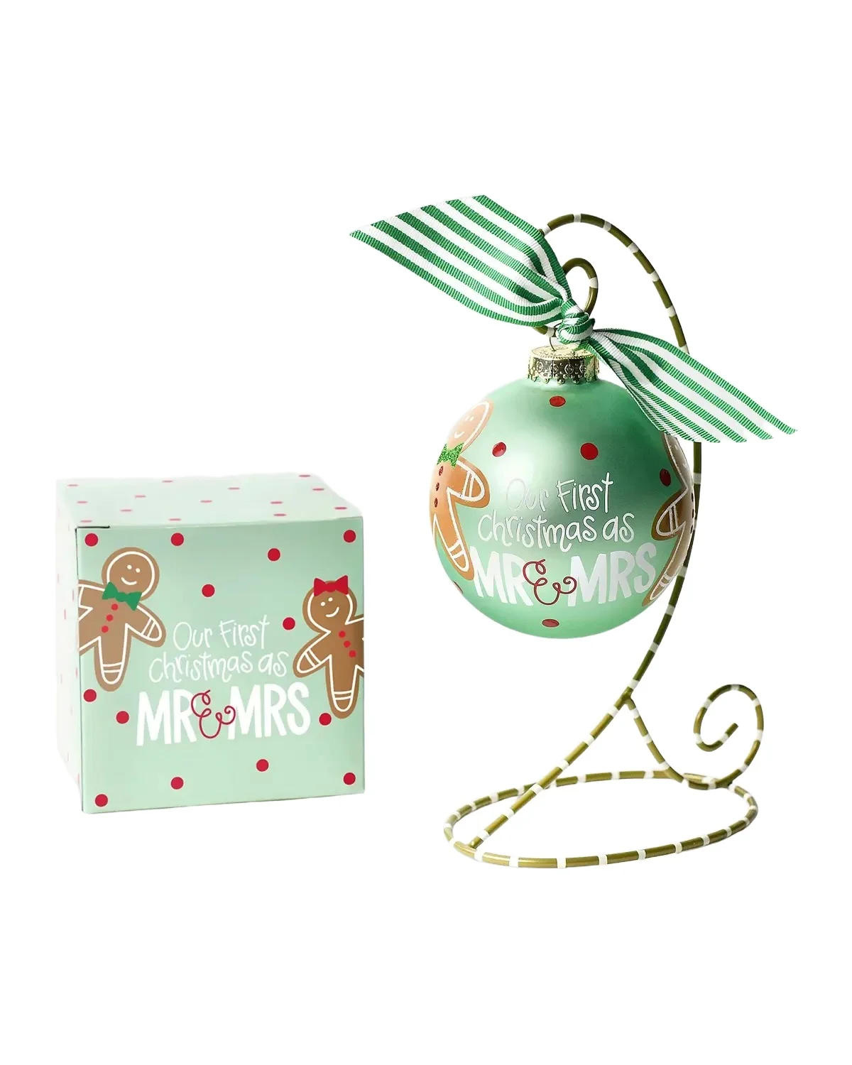 Coton Colors Our First Christmas as Mr. & Mrs. Gingerbread Christmas Ornament with Stand