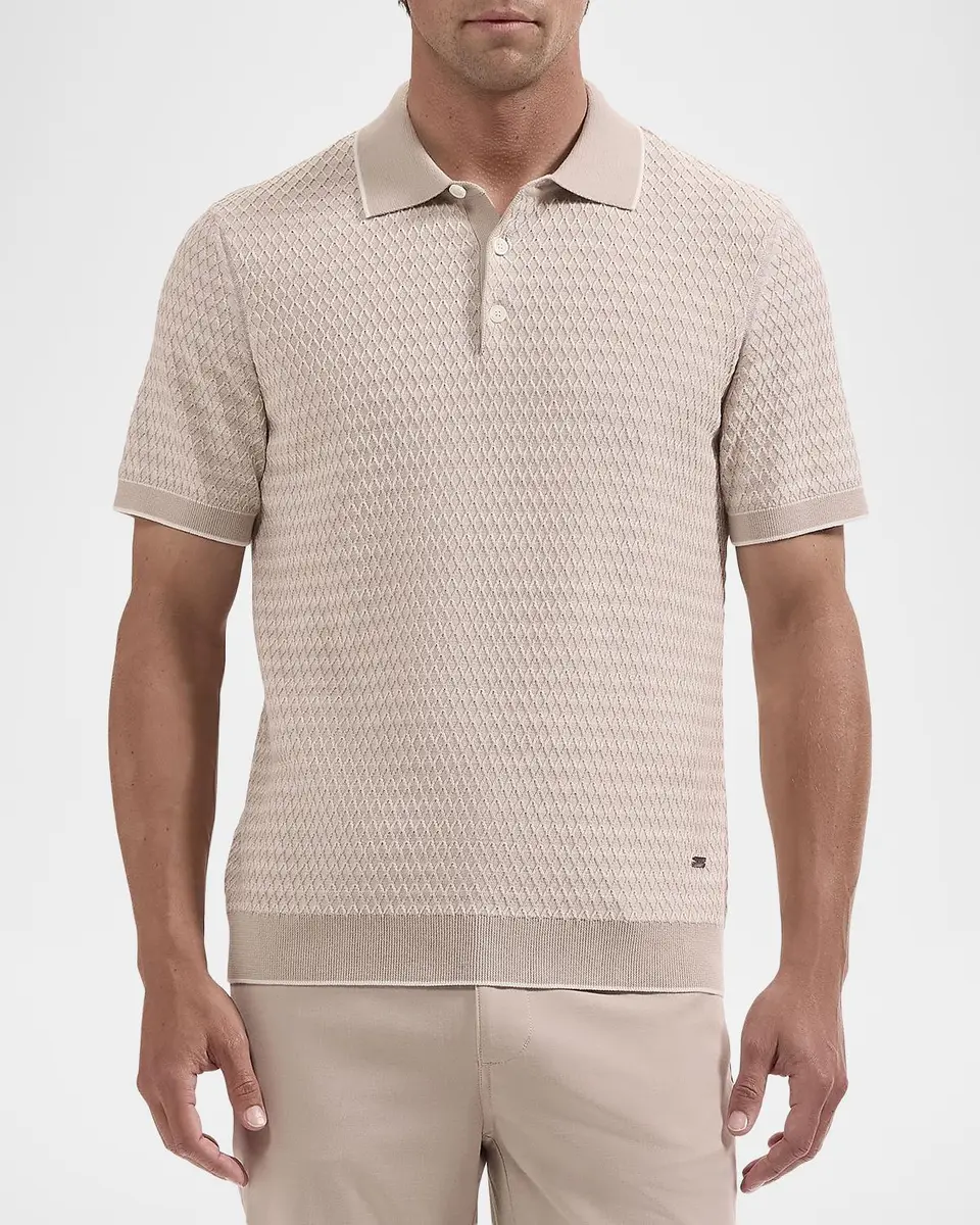 Bugatchi Men's Textured Cotton Polo Shirt | Thumbnail 4 Bugatchi Men's Textured Cotton Polo Shirt | Thumbnail 4