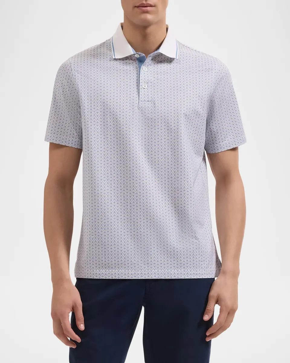Bugatchi Men's Printed Stretch-Cotton Polo Shirt | Thumbnail 4 Bugatchi Men's Printed Stretch-Cotton Polo Shirt | Thumbnail 4